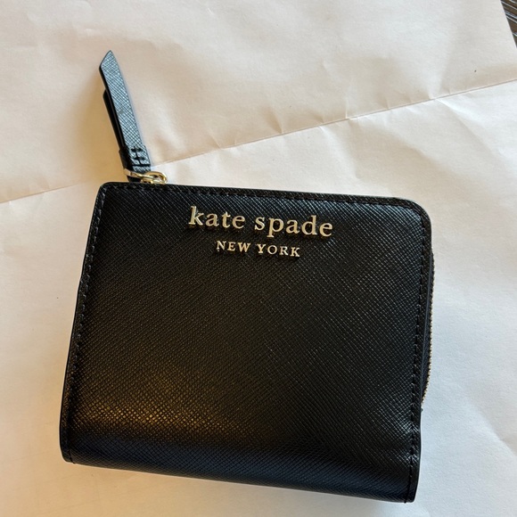 Kate Spade New York Black And Silver Staci Saffiano Leather Wallet Purse